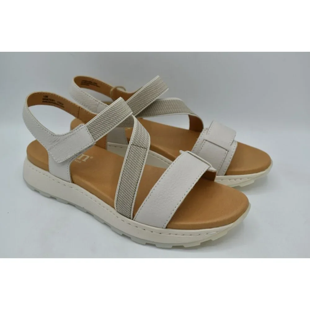 Born Womens Size 11‎ Mady White Combo Leather Strappy Open Toe Sandals Shoes